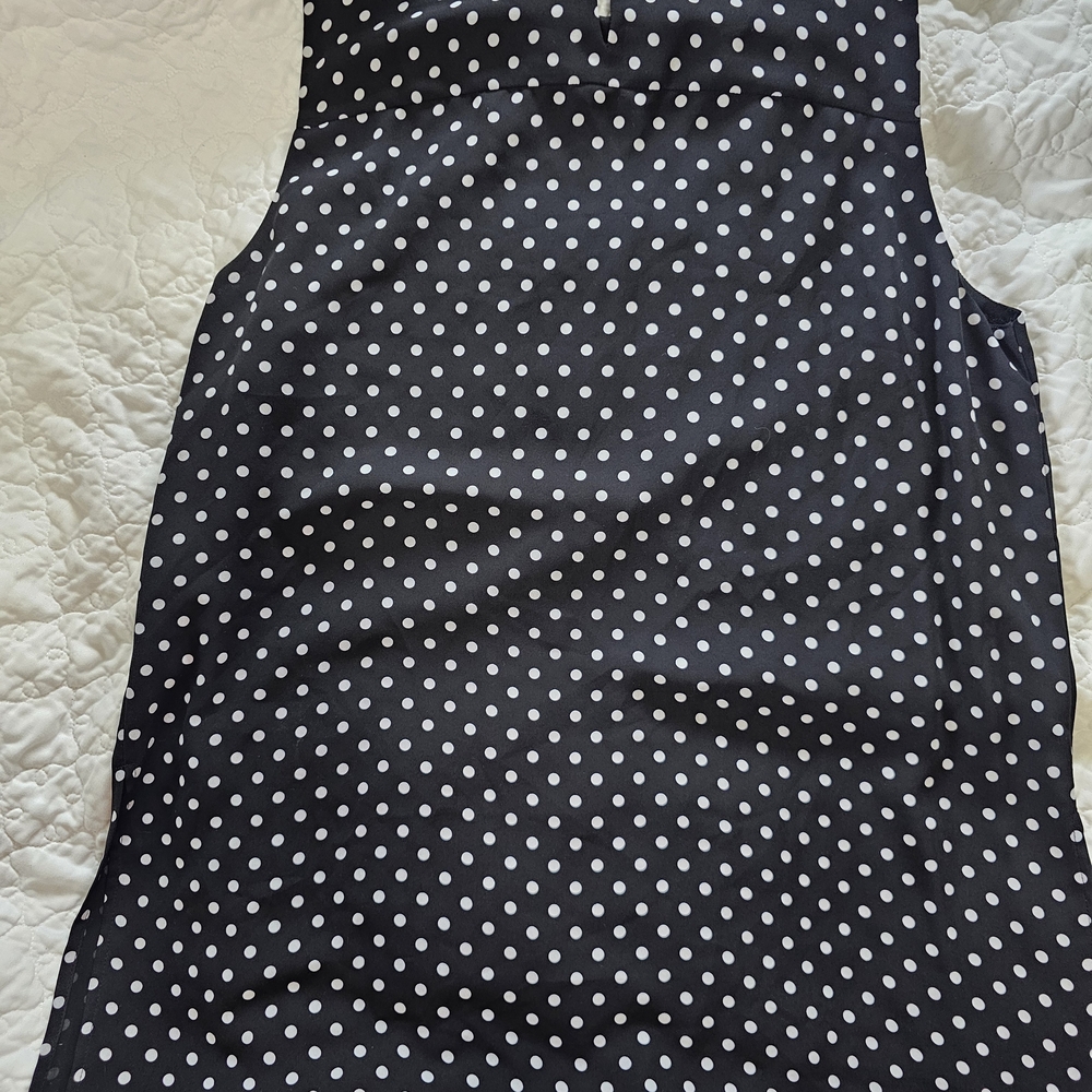Chico's Black Tunic Tank Top with White Polka Dots Sz 2 12-14 - Picture 9 of 11